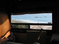 The view from inside the van at cambria - rocky point in background could be a good spot on a swell
