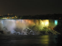 At night, Canada shines these big lights on the Falls.