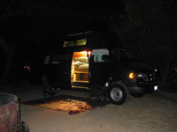 The van at night at Refugios