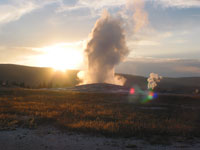 Old Faithful in the evening