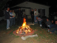 The gang just kicking it around the fire
