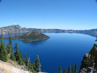 Crater Lake with Wizard island to the left