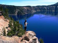 Steve and the lake - this picture really captured how blue this lake was